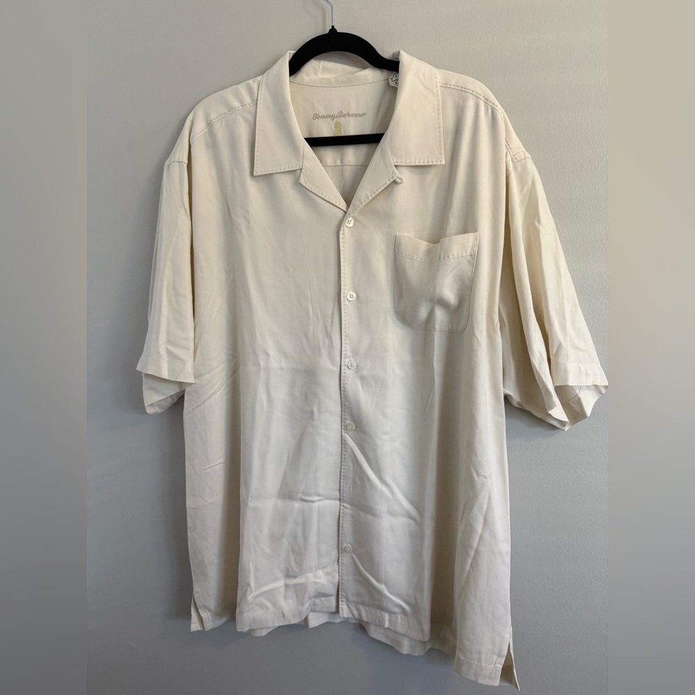 Tommy Bahama Men's Cream Button Down Shirt - 100% silk